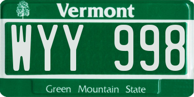 VT license plate WYY998