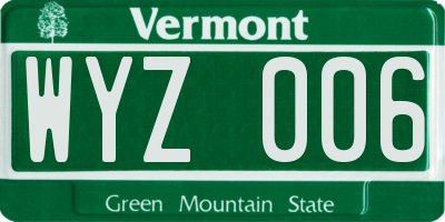 VT license plate WYZ006