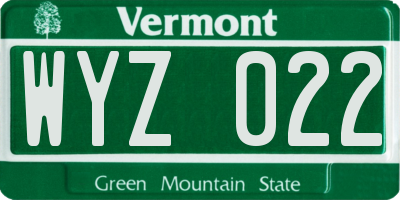 VT license plate WYZ022