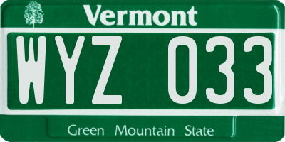 VT license plate WYZ033