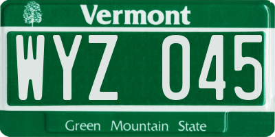VT license plate WYZ045