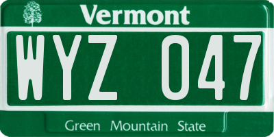 VT license plate WYZ047