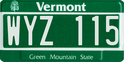 VT license plate WYZ115