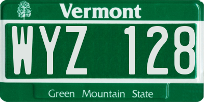 VT license plate WYZ128