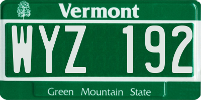 VT license plate WYZ192