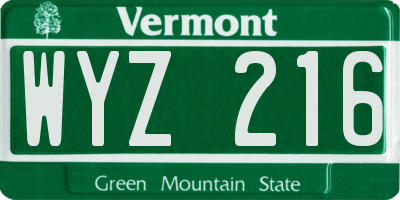 VT license plate WYZ216