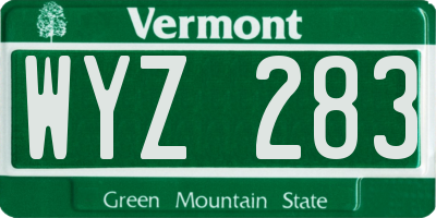 VT license plate WYZ283