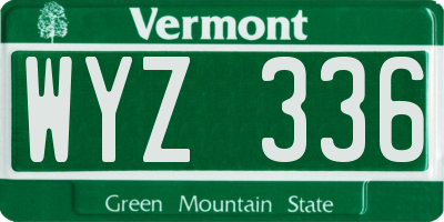 VT license plate WYZ336