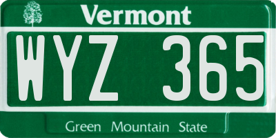 VT license plate WYZ365