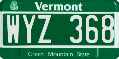 VT license plate WYZ368