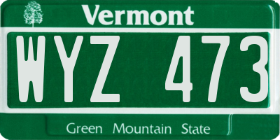 VT license plate WYZ473