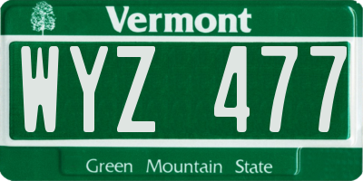 VT license plate WYZ477