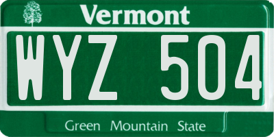VT license plate WYZ504