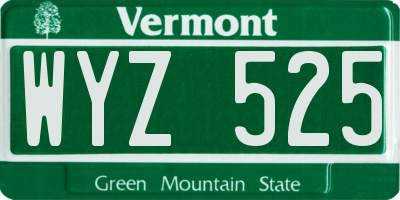 VT license plate WYZ525