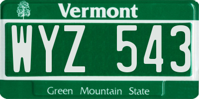 VT license plate WYZ543