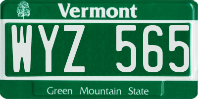 VT license plate WYZ565