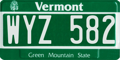 VT license plate WYZ582