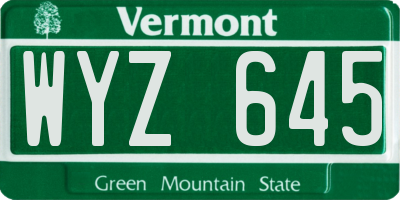 VT license plate WYZ645