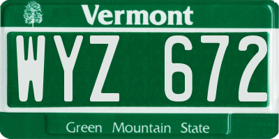 VT license plate WYZ672