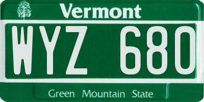 VT license plate WYZ680