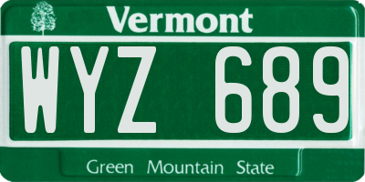 VT license plate WYZ689