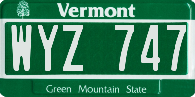 VT license plate WYZ747