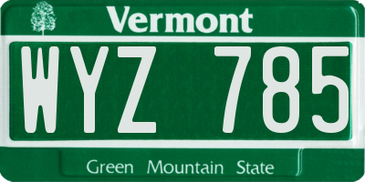 VT license plate WYZ785