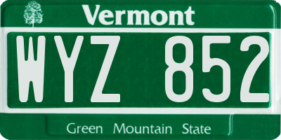 VT license plate WYZ852