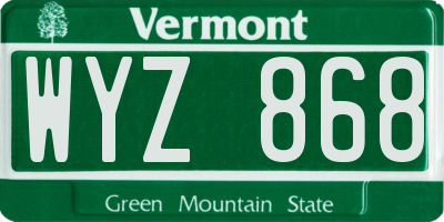 VT license plate WYZ868