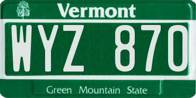 VT license plate WYZ870