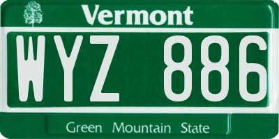 VT license plate WYZ886