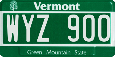 VT license plate WYZ900
