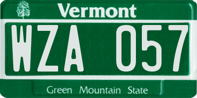 VT license plate WZA057