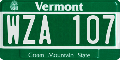 VT license plate WZA107