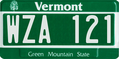 VT license plate WZA121