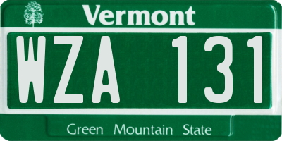 VT license plate WZA131
