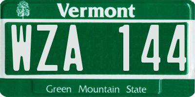 VT license plate WZA144