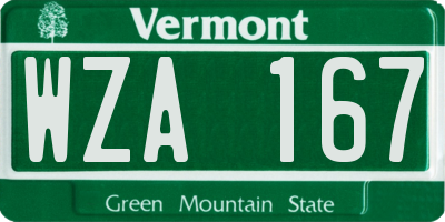 VT license plate WZA167