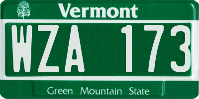 VT license plate WZA173