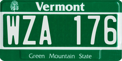VT license plate WZA176