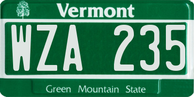 VT license plate WZA235