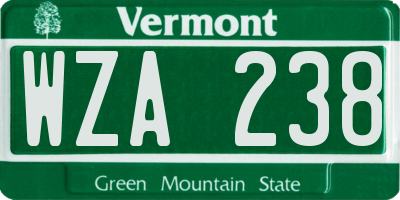 VT license plate WZA238