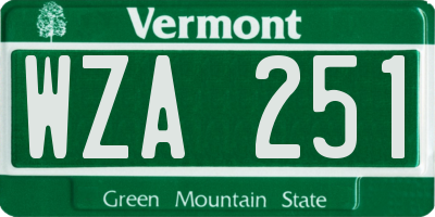VT license plate WZA251