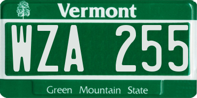 VT license plate WZA255
