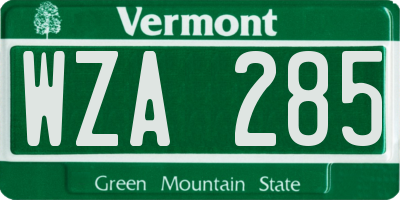 VT license plate WZA285