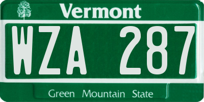 VT license plate WZA287