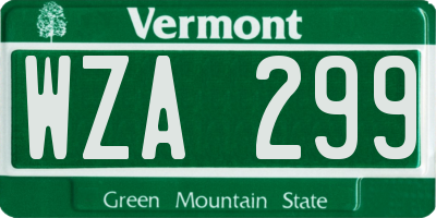 VT license plate WZA299