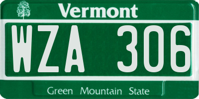 VT license plate WZA306