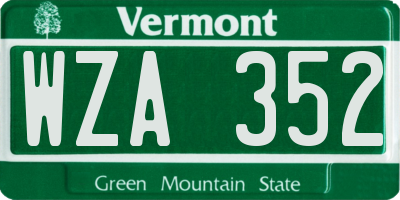 VT license plate WZA352