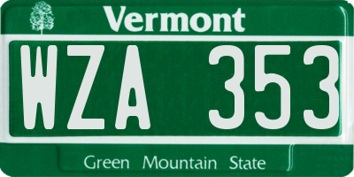 VT license plate WZA353